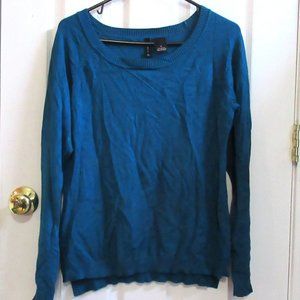 Ladies size S New Directions long sleeve blue rayon polyester sweater